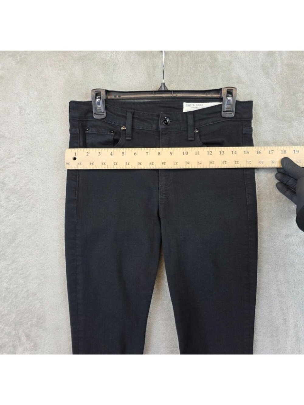 Rag & Bone Cate Mid-Rise Skinny Jeans Womens 28 Black Dark Wash Stretch Denim - Picture 9 of 13